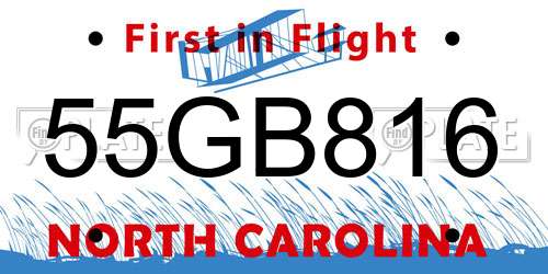 55GB816 North Carolina License Plate
