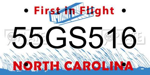 55GS516 North Carolina License Plate