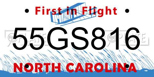 55GS816 North Carolina License Plate