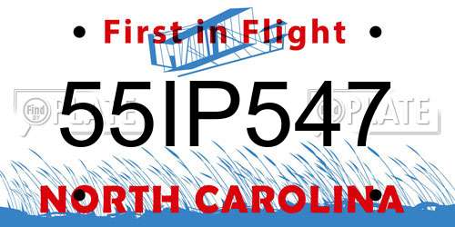 55IP547 North Carolina License Plate