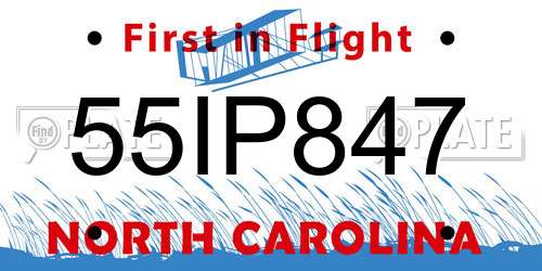 55IP847 North Carolina License Plate