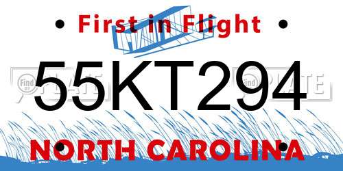 55KT294 North Carolina License Plate