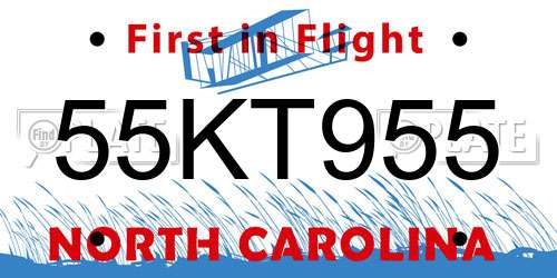 55KT955 North Carolina License Plate
