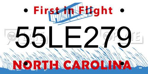 55LE279 North Carolina License Plate