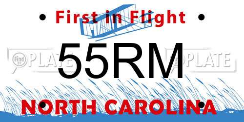 55RM North Carolina License Plate