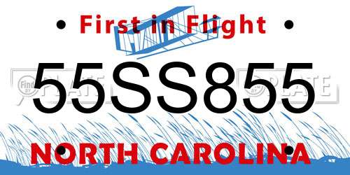 55SS855 North Carolina License Plate