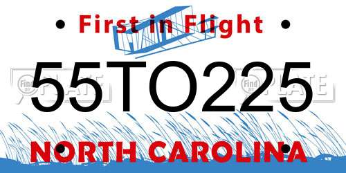 55TO225 North Carolina License Plate