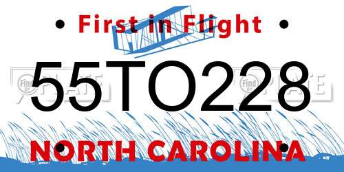 55TO228 North Carolina License Plate