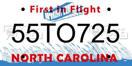 55TO725 North Carolina License Plate
