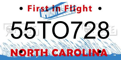55TO728 North Carolina License Plate