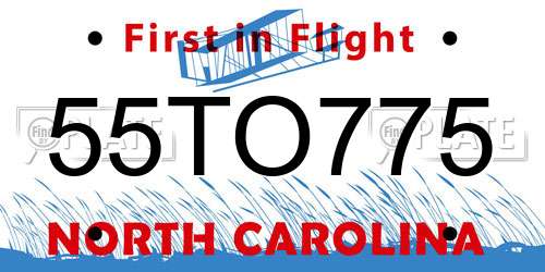 55TO775 North Carolina License Plate