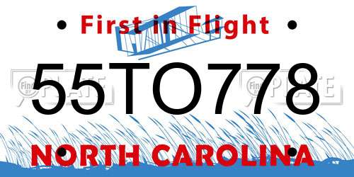 55TO778 North Carolina License Plate