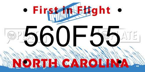 560F55 North Carolina License Plate