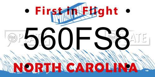 560FS8 North Carolina License Plate