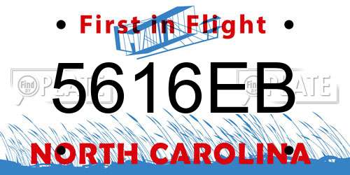5616EB North Carolina License Plate