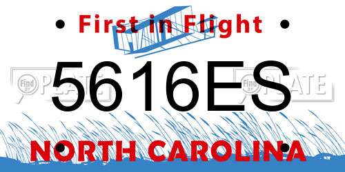 5616ES North Carolina License Plate