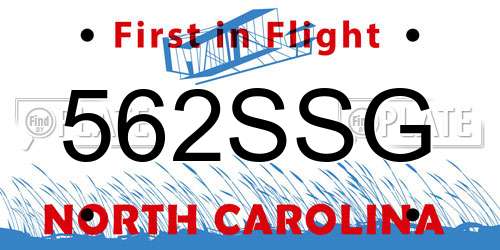 562SSG North Carolina License Plate