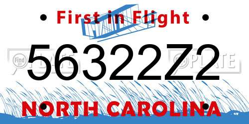 56322Z2 North Carolina License Plate