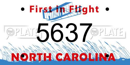 5637 North Carolina License Plate