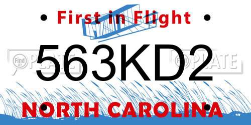 563KD2 North Carolina License Plate