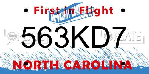 563KD7 North Carolina License Plate