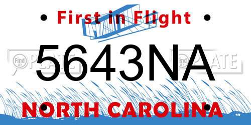 5643NA North Carolina License Plate