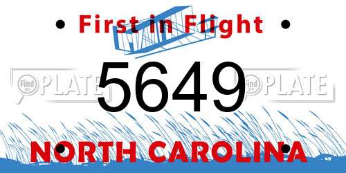 5649 North Carolina License Plate