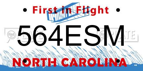 564ESM North Carolina License Plate