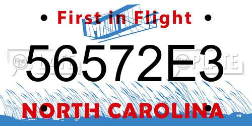 56572E3 North Carolina License Plate