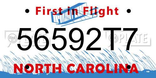 56592T7 North Carolina License Plate