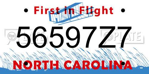 56597Z7 North Carolina License Plate
