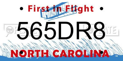 565DR8 North Carolina License Plate