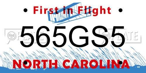 565GS5 North Carolina License Plate