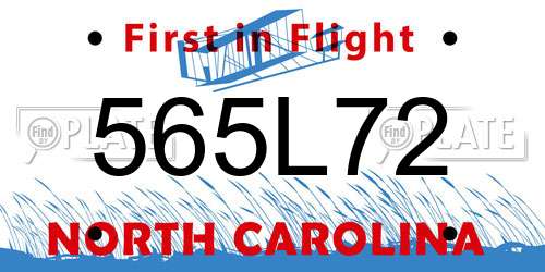 565L72 North Carolina License Plate