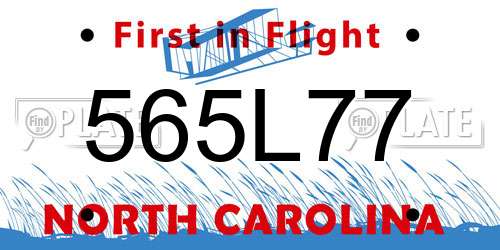 565L77 North Carolina License Plate