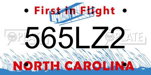 565LZ2 North Carolina License Plate
