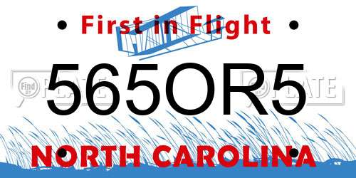 565OR5 North Carolina License Plate