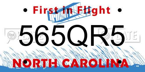 565QR5 North Carolina License Plate