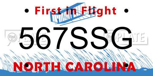 567SSG North Carolina License Plate