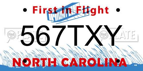 567TXY North Carolina License Plate