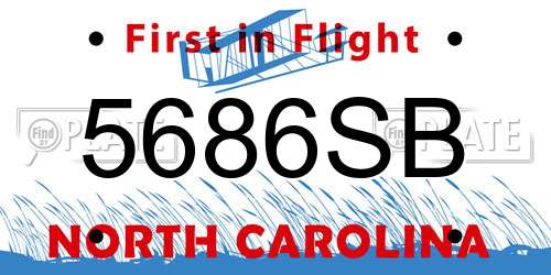 5686SB North Carolina License Plate