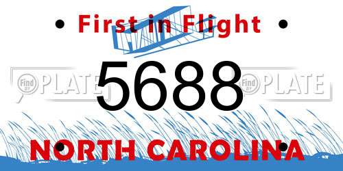 5688 North Carolina License Plate