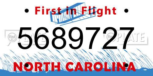 5689727 North Carolina License Plate