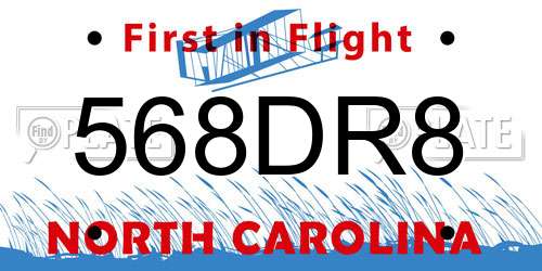 568DR8 North Carolina License Plate