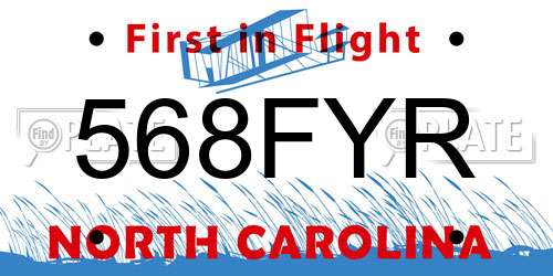 568FYR North Carolina License Plate