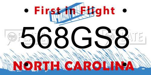 568GS8 North Carolina License Plate