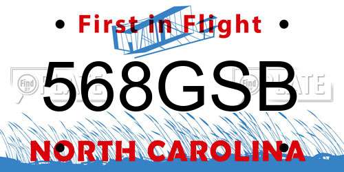 568GSB North Carolina License Plate