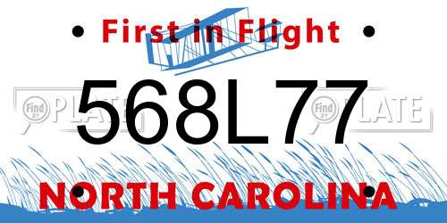 568L77 North Carolina License Plate