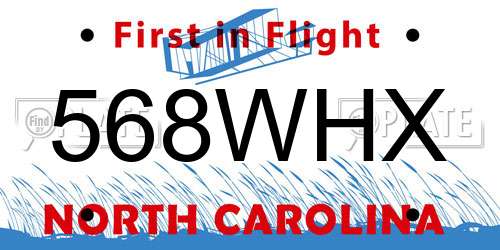 568WHX North Carolina License Plate