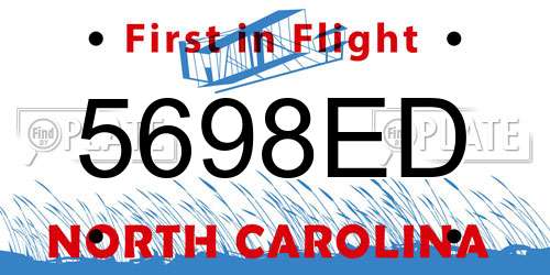 5698ED North Carolina License Plate